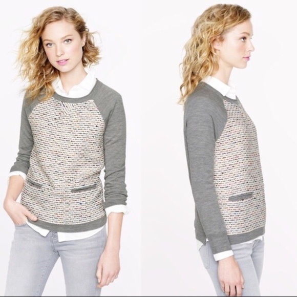 J. Crew Sweaters - J. Crew Tweed Front Merino Wool Sweater Pull-over